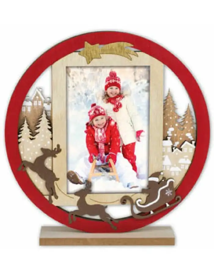 ZEP Weihnachts-Bilderrahmen Heidi Holz Rot 10x15 cm Winterdesign