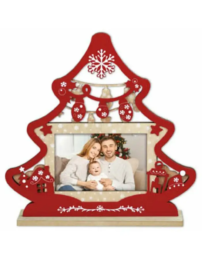 ZEP Weihnachts-Bilderrahmen Mila Holz 10x15 cm Rot Naturtöne Dekoration