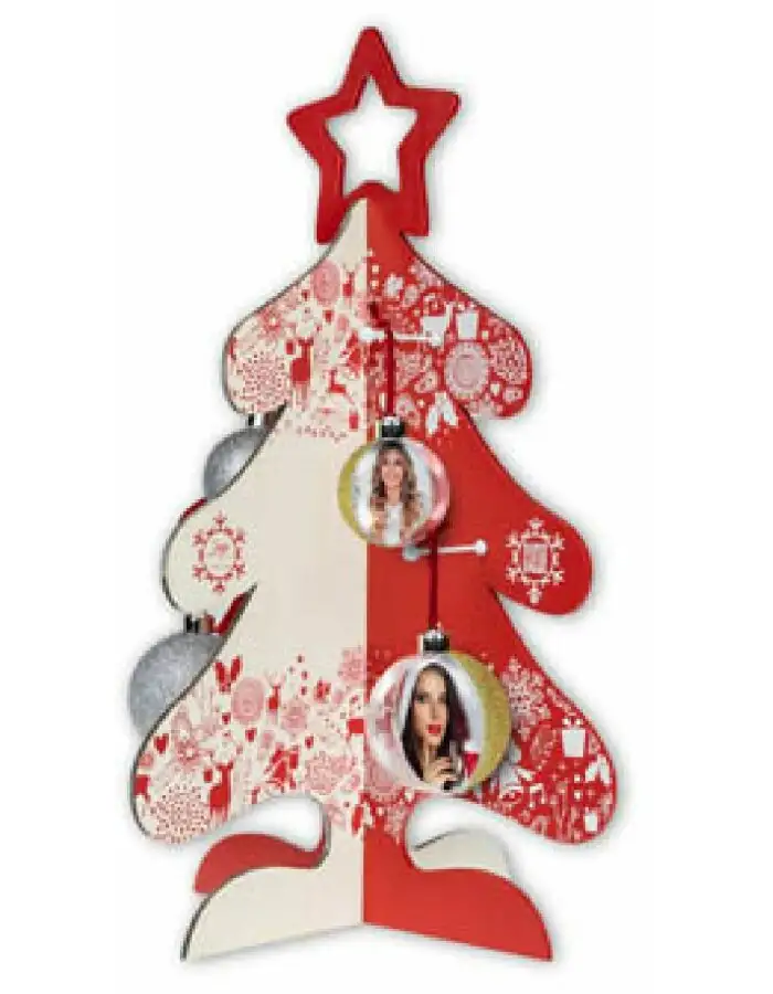 ZEP Weihnachtsbaum Holz Rot Weiß 65 cm hoch 45 cm breit Dekobaum Stecksystem