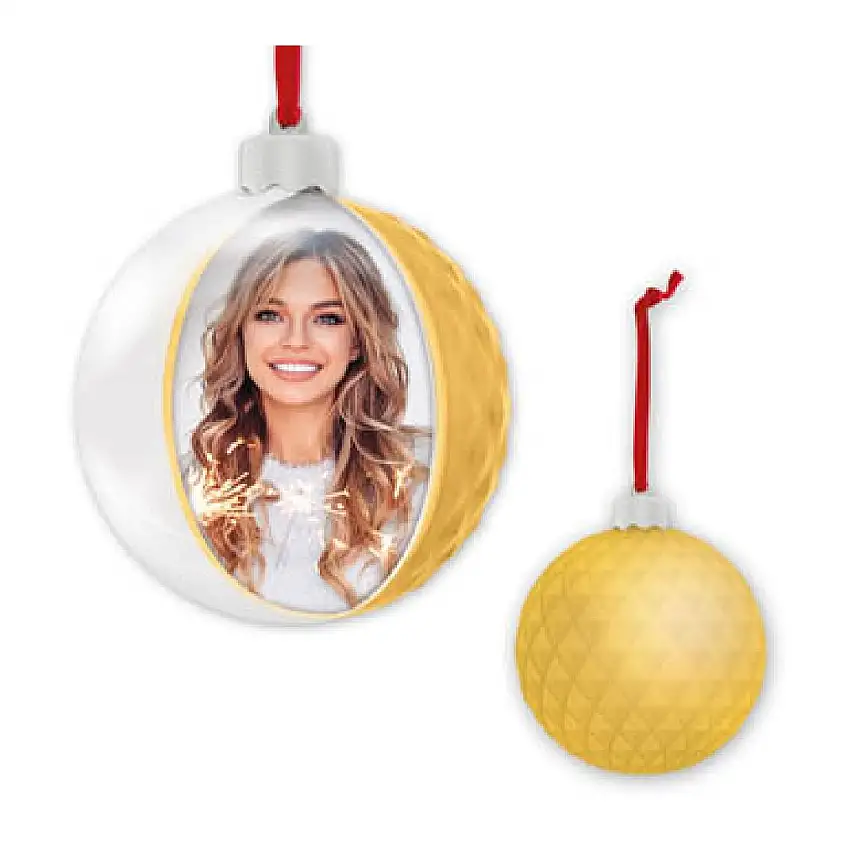 ZEP Weihnachtskugel mit Bild 10x10 cm Gold zum Hängen