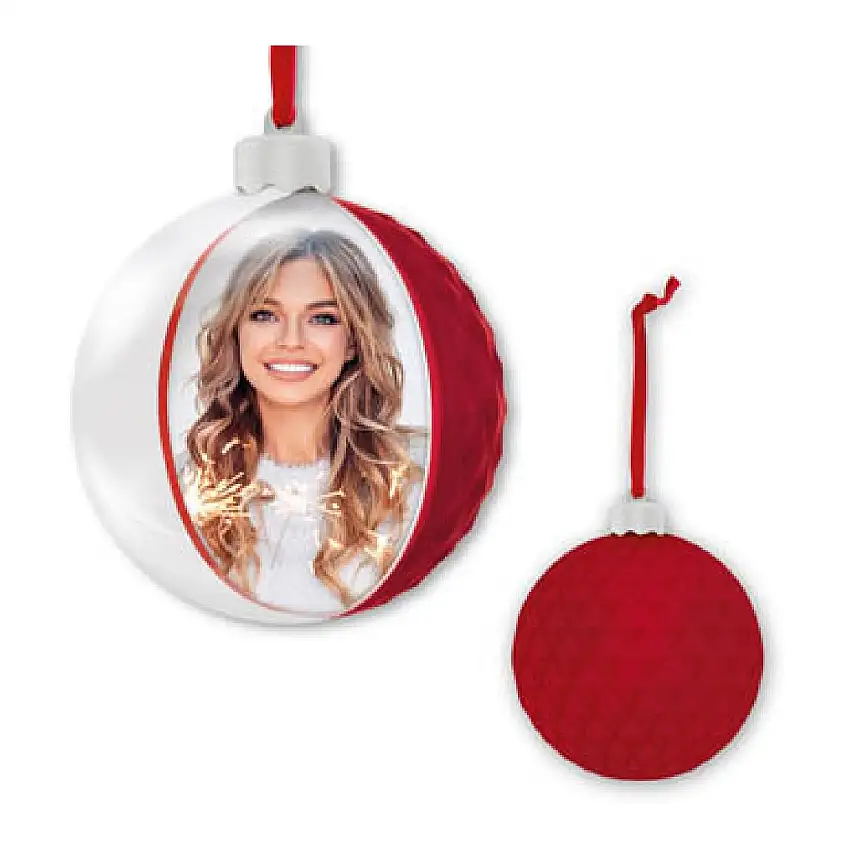 ZEP Weihnachtskugel mit Bild 10x10 cm Rot zum Hängen