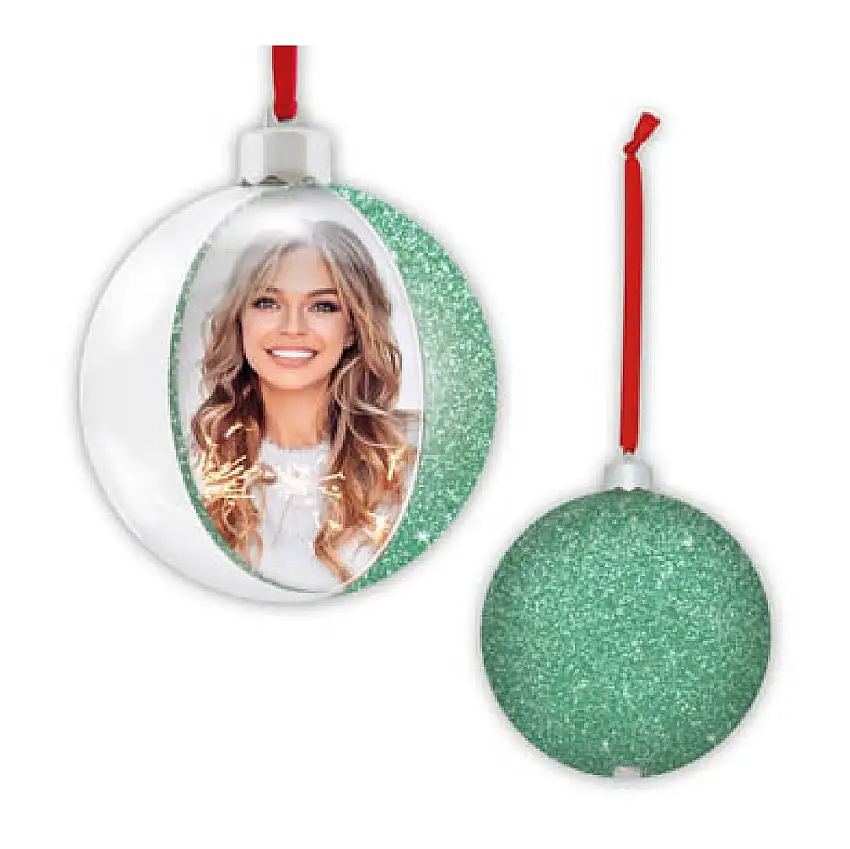 ZEP Weihnachtskugel mit Foto 10x10 cm Grün zum Hängen