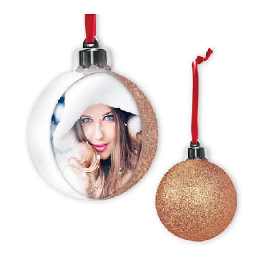 ZEP Weihnachtskugel mit Foto 10x10 cm Karamell zum Hängen