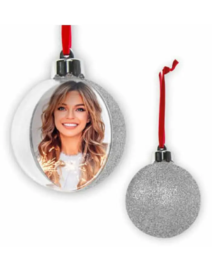 ZEP Weihnachtskugel mit Foto 10x10 cm Silber zum Hängen