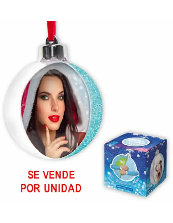 ZEP Weihnachtskugel mit Foto 7,5x7,5 cm Blau zum Hängen