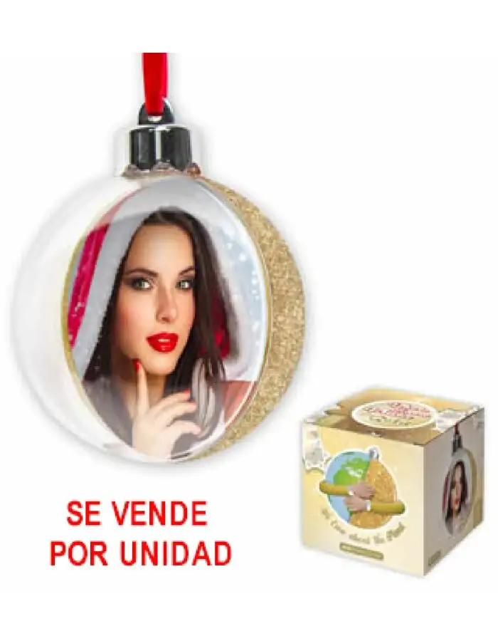 ZEP Weihnachtskugel mit Foto 7,5x7,5 cm Gold zum Hängen