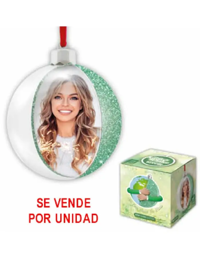 ZEP Weihnachtskugel mit Foto 7,5x7,5 cm Grün zum Hängen