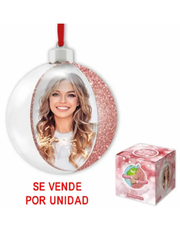 ZEP Weihnachtskugel mit Foto 7,5x7,5 cm Rosa zum Hängen