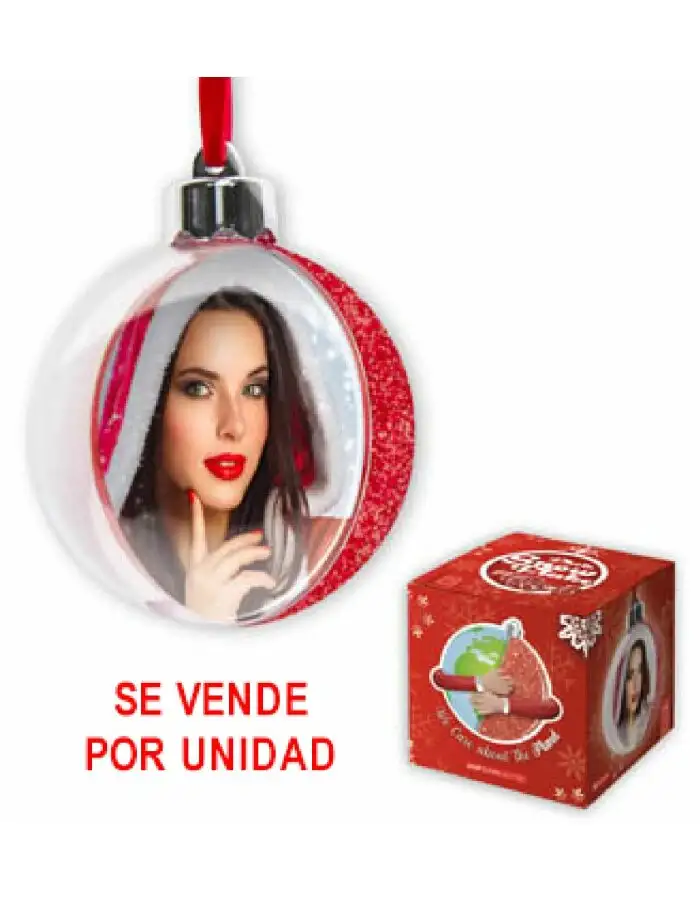 ZEP Weihnachtskugel mit Foto 7,5x7,5 cm Rot zum Hängen