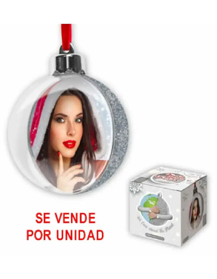 ZEP Weihnachtskugel mit Foto 7,5x7,5 cm Silber zum Hängen