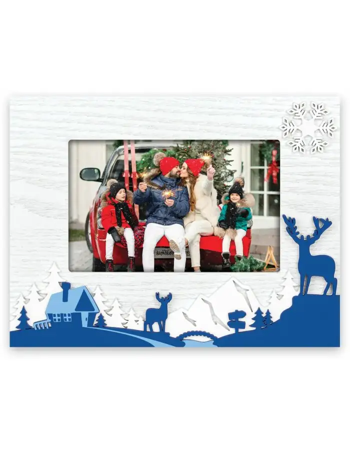 ZEP ZT8446 Bormio Holzbilderrahmen 10x15 cm Weiß Blau