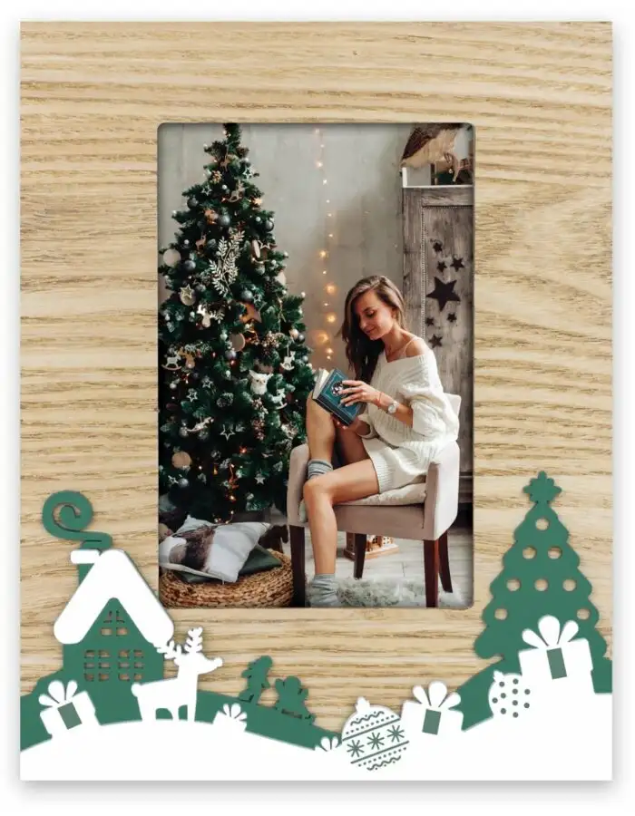 ZEP ZT9846 Kloster Holz Bilderrahmen 10x15 cm Weihnachtsdekor Natur